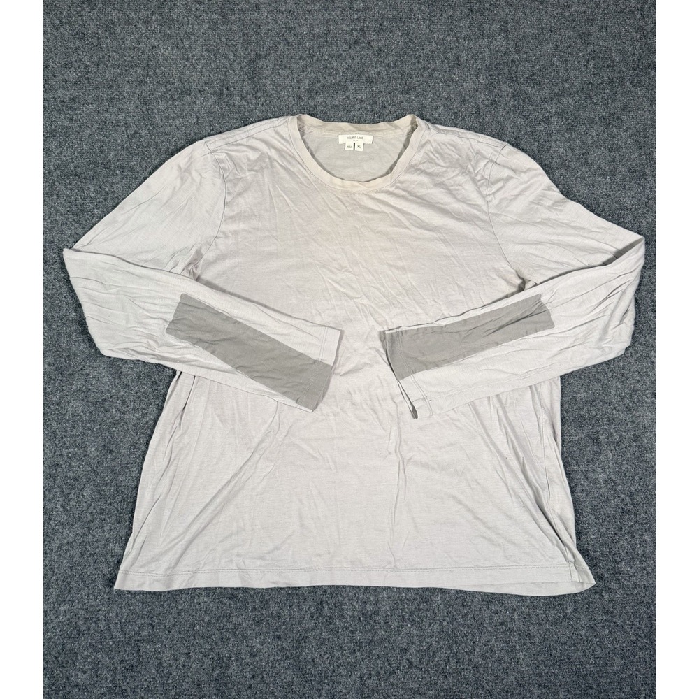 Helmut Lang Womens XL Gray Mercerized Cotton Long Sleeve Designer Minimalist Top